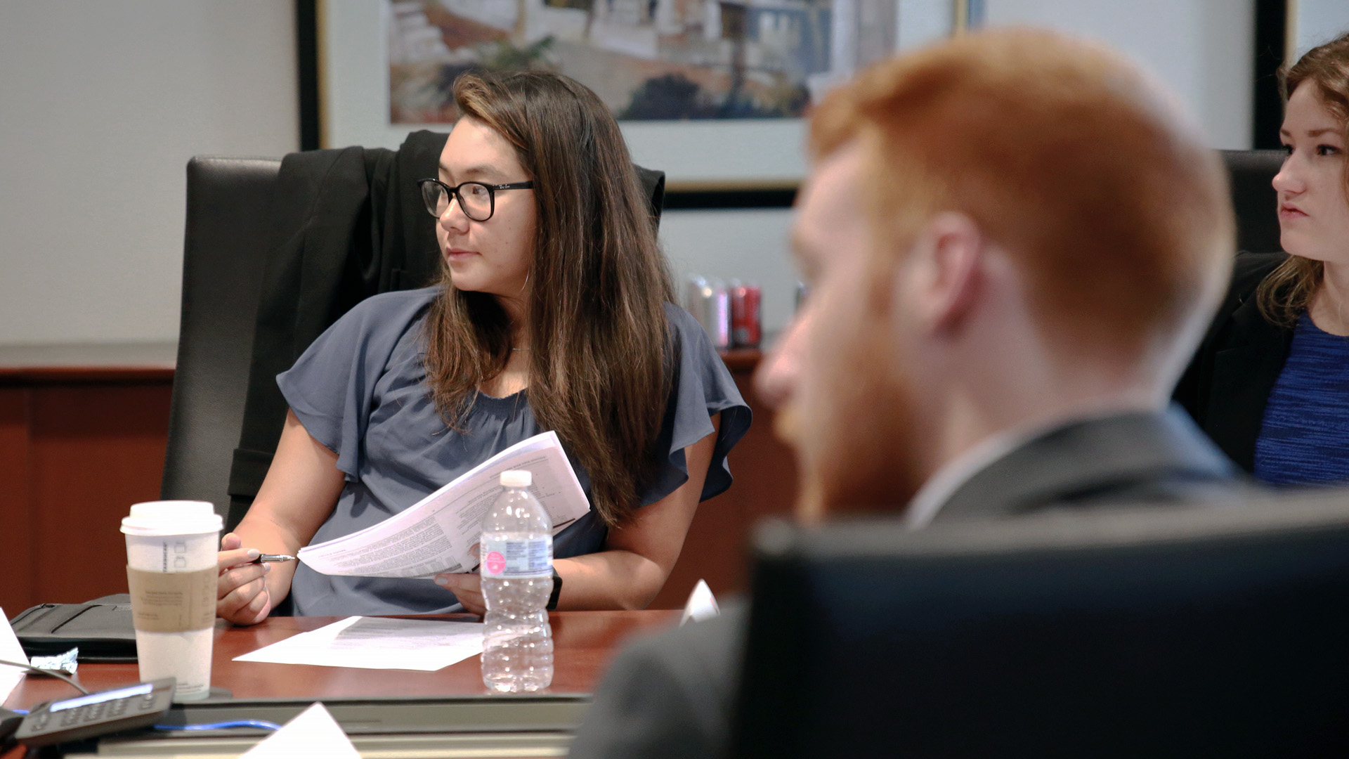 Students meet in Wells Fargo Board Room